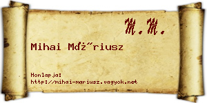 Mihai Máriusz névjegykártya